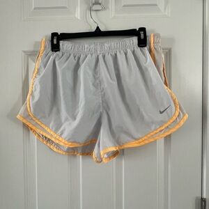 Nike Women's Gray Shorts with Orange Trim and built in brief